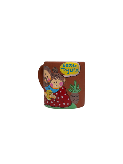 Cozy Couple Drinking Coffee Mug, terracotta mug by Happy Earth Studio, view 2