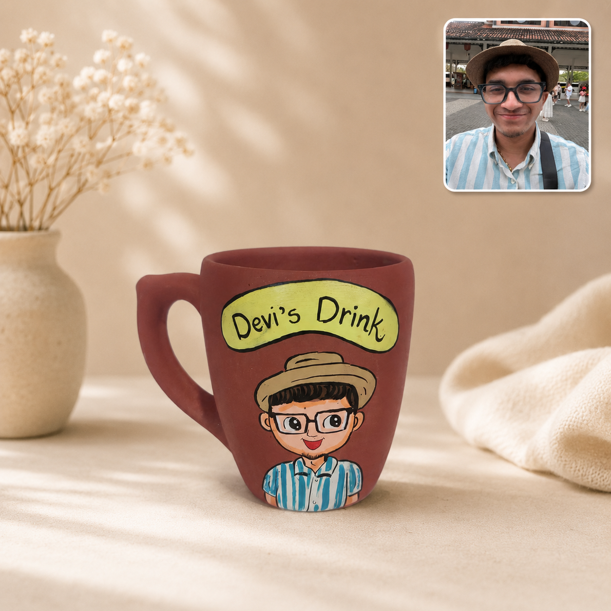 Photo Personalised Jumbo Mouth Mug, hand painted caricature mug, Happy Earth Studio, sample 7