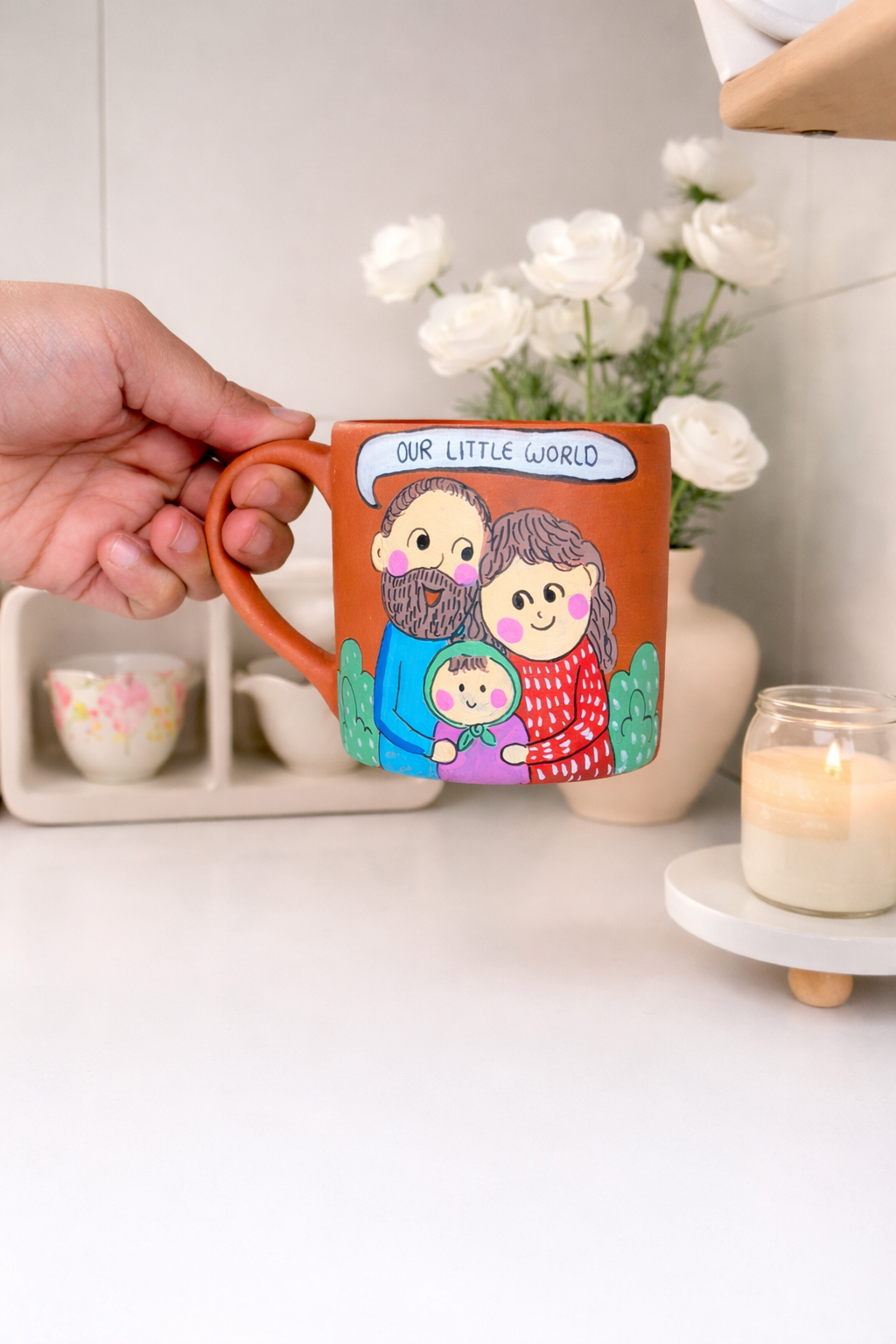 Happy Family Mug, terracotta mug by Happy Earth Studio, view 2
