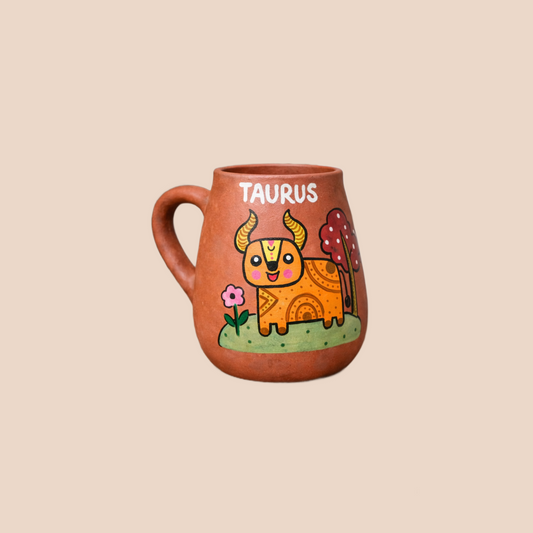 Taurus Zodiac Mug — handpainted terracotta