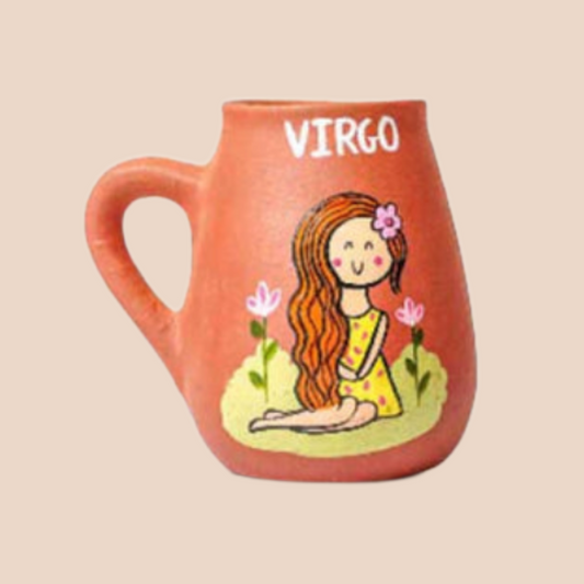 Virgo Zodiac Mug — handpainted terracotta